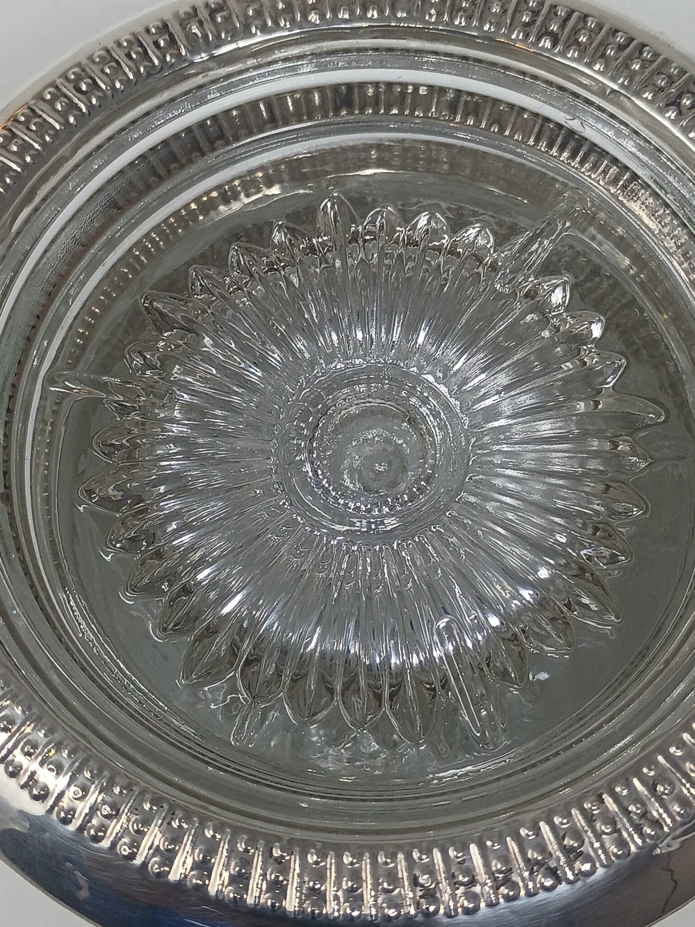 Sterling Silver Glass Sunburst Coasters - Set of 4